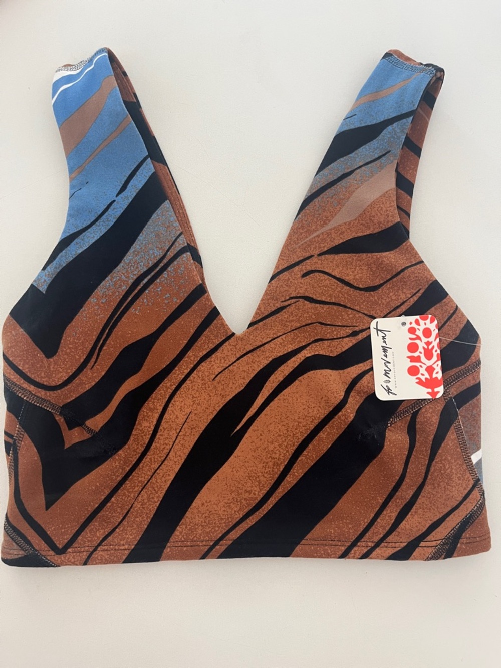 FP Movement by Free People Brown Black Tiger-Stripe Crop Top